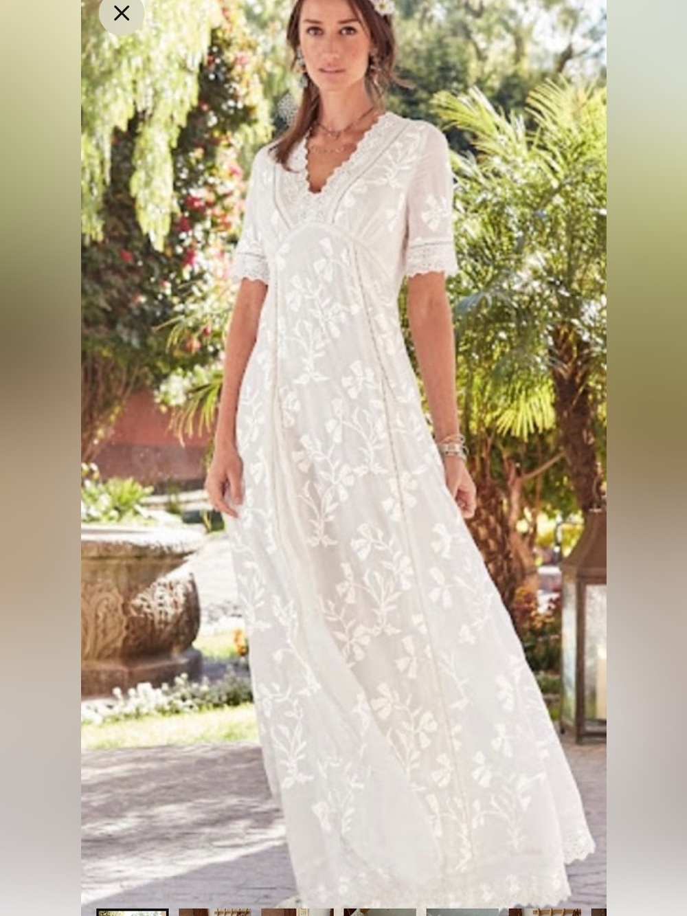 Sundance Catalog Special Occasion Embroidered White Cream Dress Rayon Silk 10